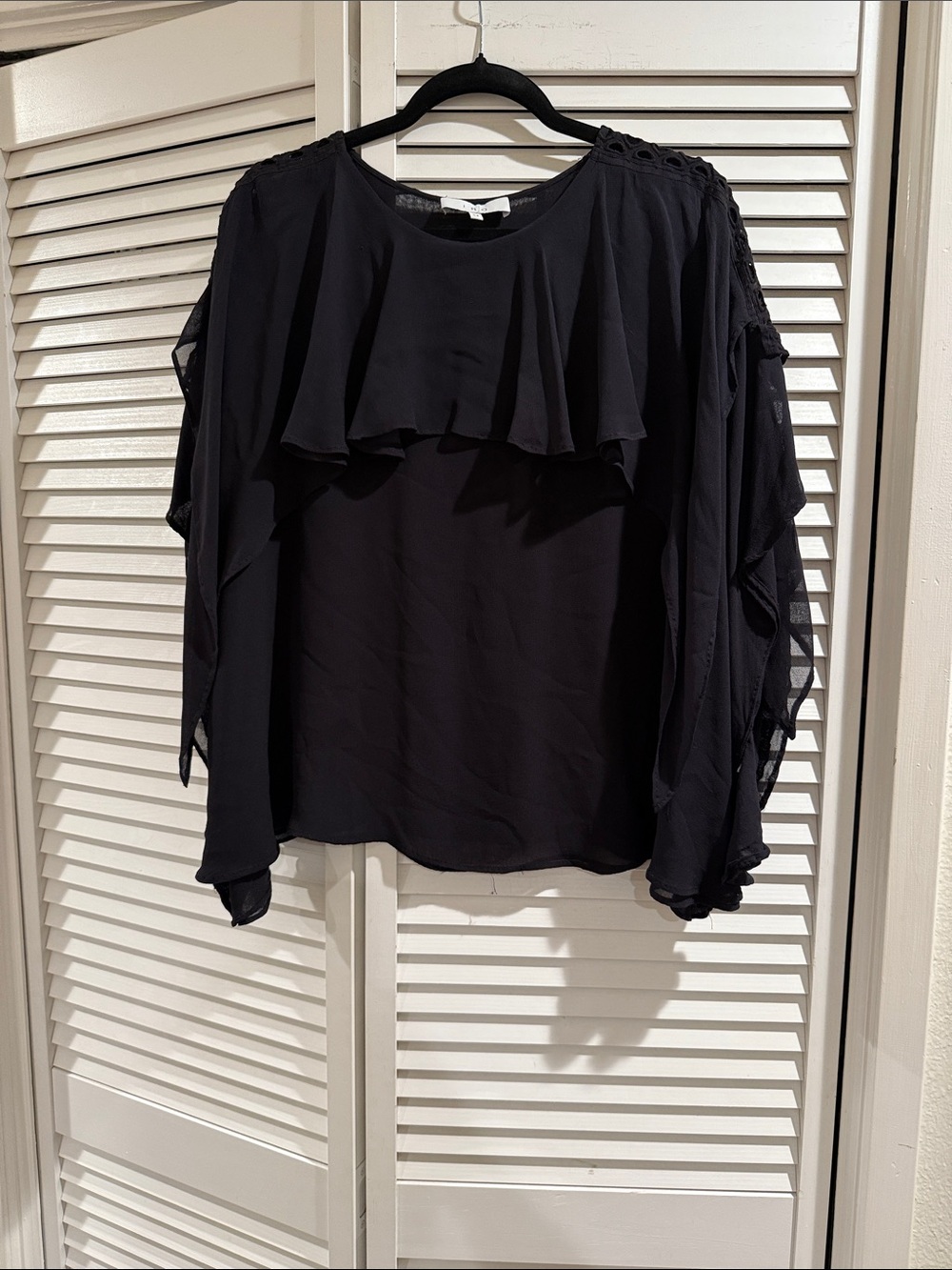 IRO Black Ruffled Overlay Blouse